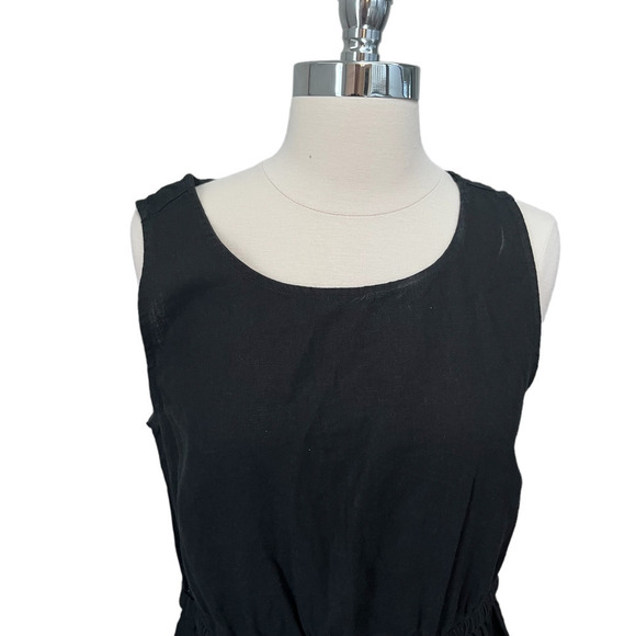 OLD Navy linen blend tie waist black dress size M - Picture 3 of 8